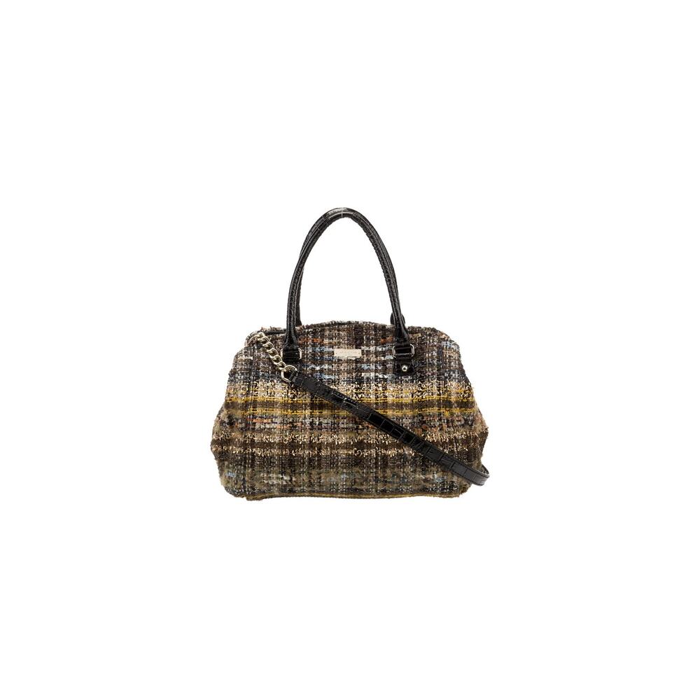 Stylish Plaid Handbag - Brown and Black